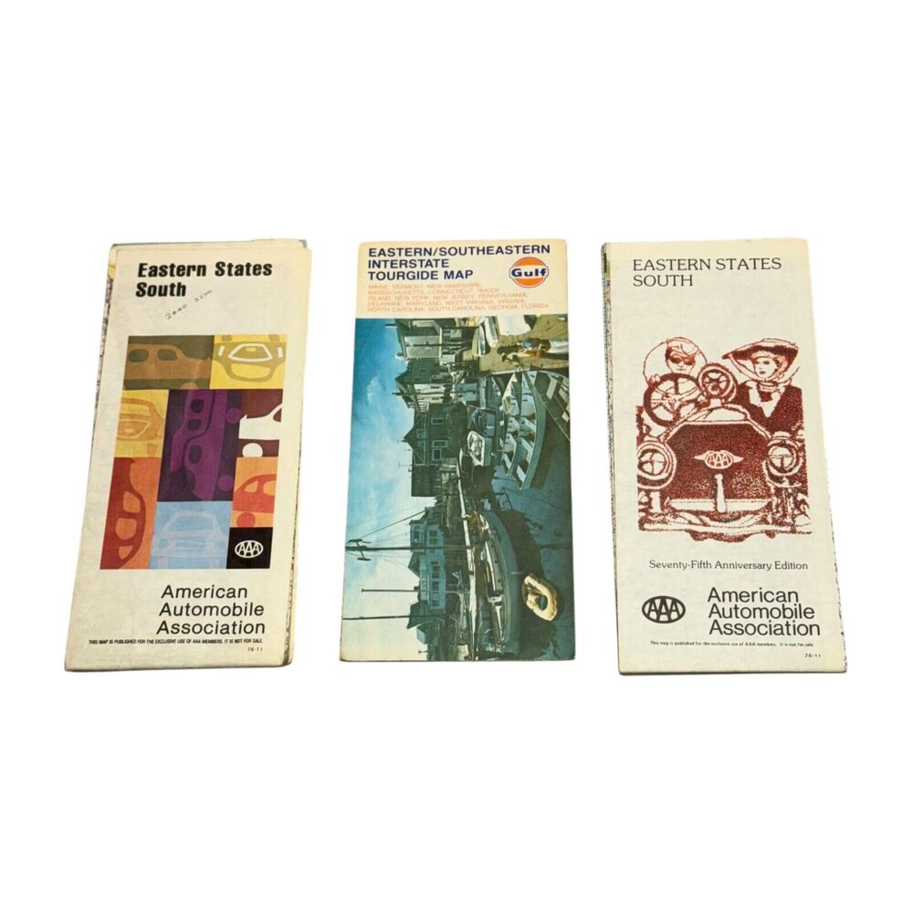 Vintage AAA & Gulf Travel Maps - United States Eastern & Southeastern - Lot of 3 - Picture 1 of 8